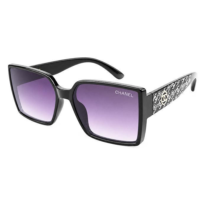 CHANEL Women Black Square Frame Purple Gradient Fashion Sunglasses