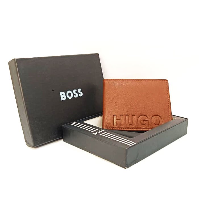 HUGO BOSS Men Premium Leather Wallet with Gift Box