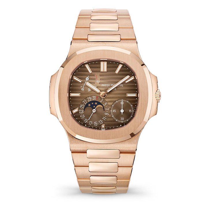 Patek Philippe Nautilus Moonphase Rose Gold Brown Dial 40mm Men Watch