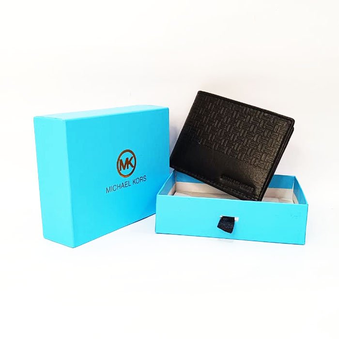 Michael Kors Men Black Textured Leather Wallet with Gift Box